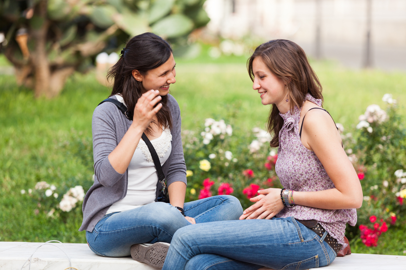 two women at park