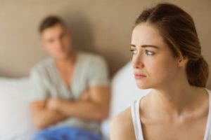 Woman unhappy with man