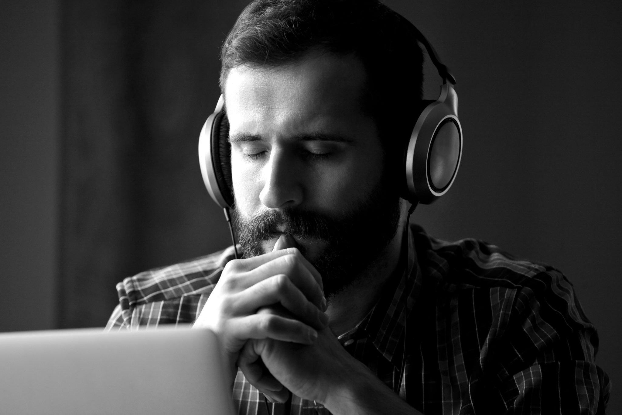 man listening to music