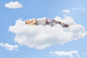 woman asleep on cloud