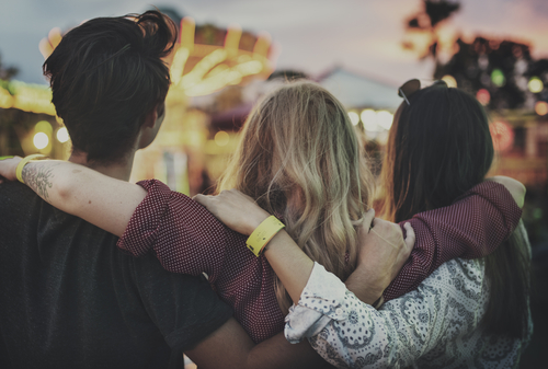 friends at an amusement park