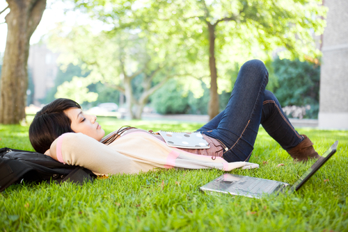 woman sleeping outdoors