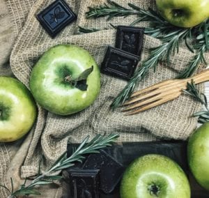 green apples and chocolate