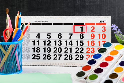 calendar with 1st circled in red