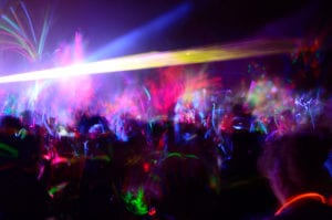 colorful blurry dance club