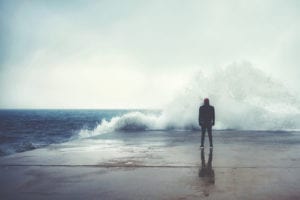 isolated person at beach