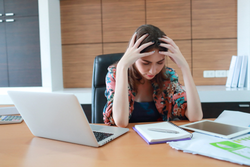 woman at desk at work