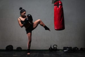 woman kickboxing