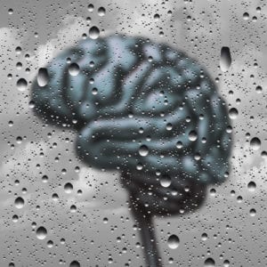 brain image with rain drops