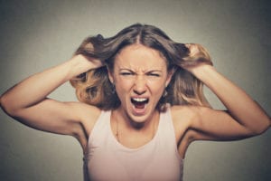 angry woman pulling hair