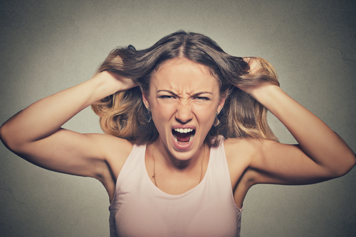 angry woman pulling hair