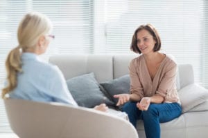 woman open in therapy