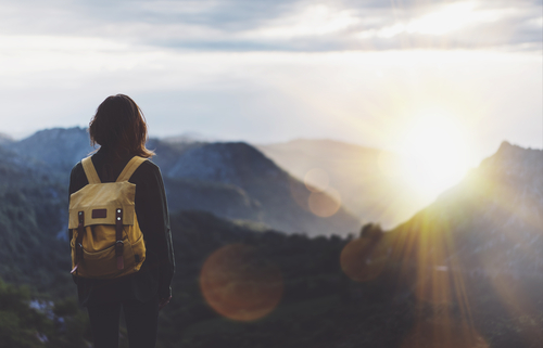 woman with backpack