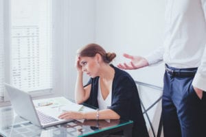 anxious woman at work