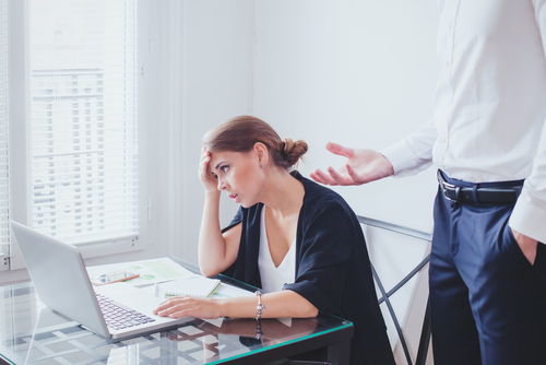 anxious woman at work