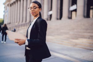 business woman with glasses