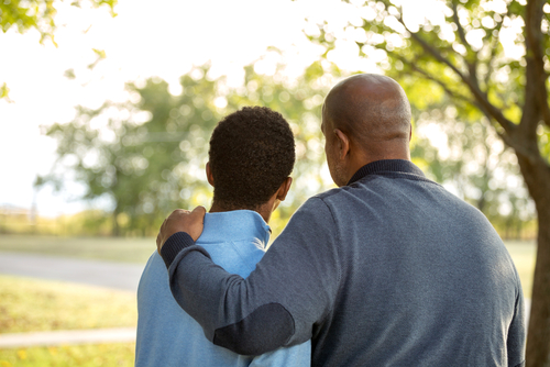 parents looking into distance