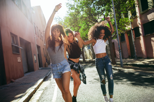 girls jumping