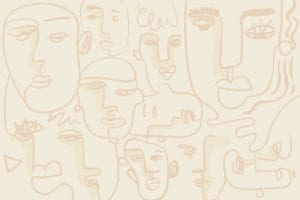Abstract face line drawing background design resource vector