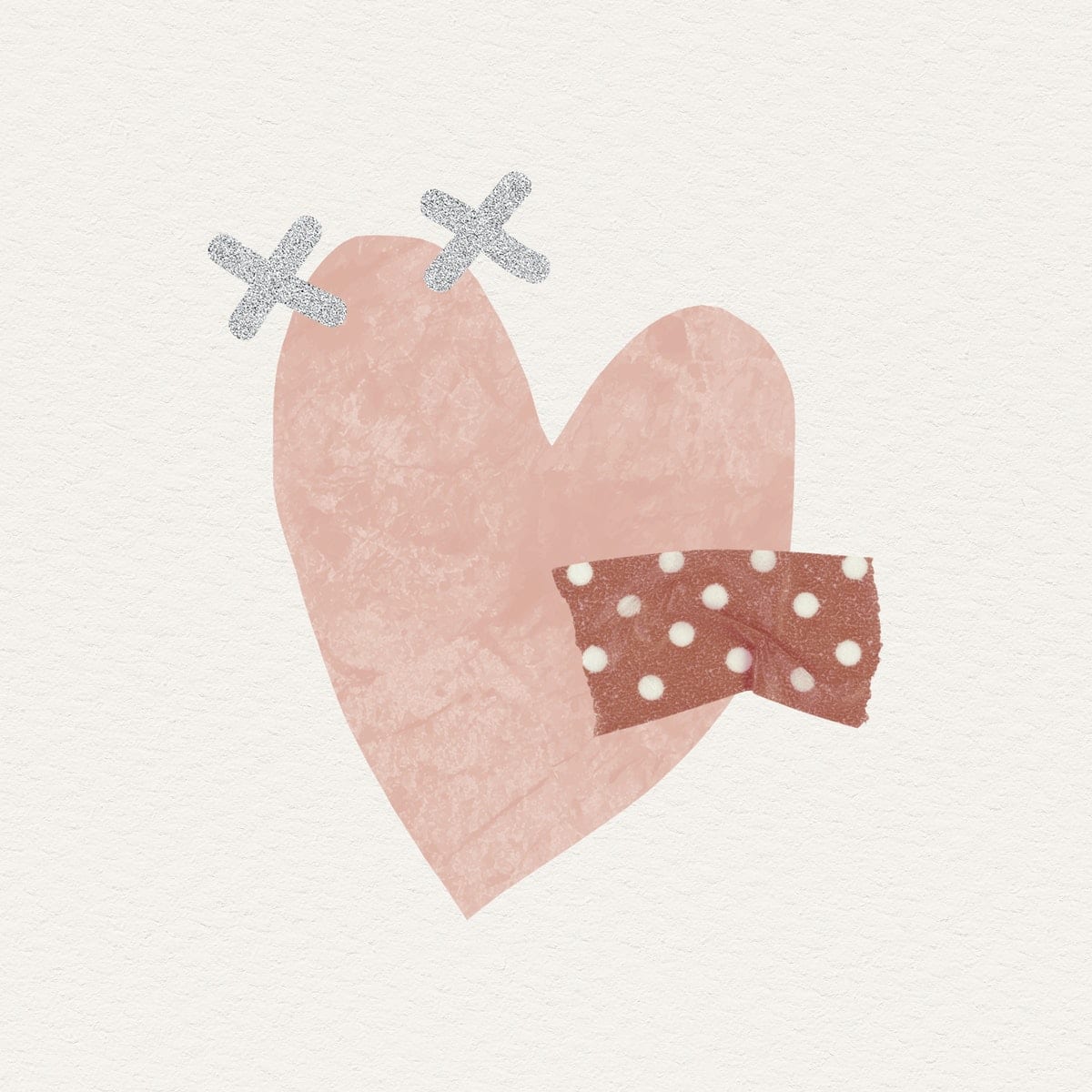 Pink heart with a polka dots tape design element illustration