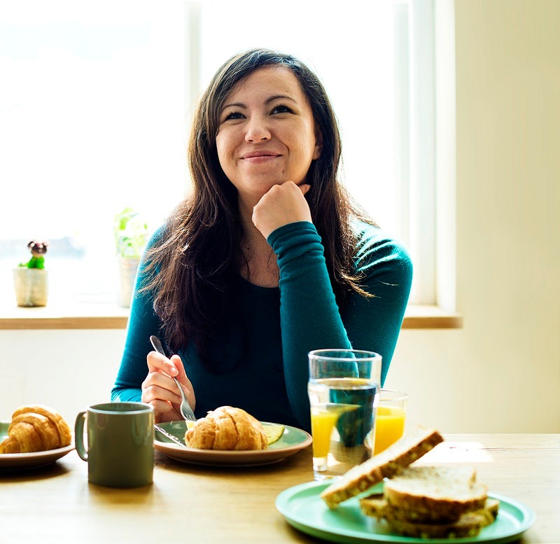 Woman-about-to-eat-food